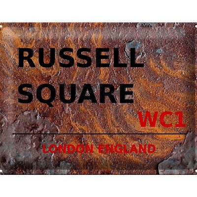 Plaque en tôle Londres 40x30cm Angleterre Russell Square WC1 Rouille