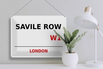 Plaque en tôle Londres 40x30cm Savile Row W1 Rouille 3