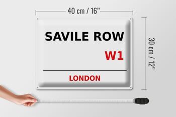 Plaque en tôle Londres 40x30cm Savile Row W1 Rouille 4