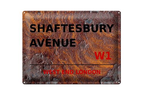 Blechschild London 40x30cm West End Shaftesbury Avenue W1 Rost