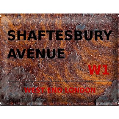 Targa in metallo Londra 40x30 cm West End Shaftesbury Avenue W1 Ruggine
