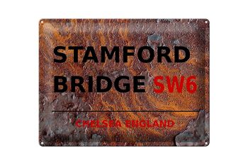 Panneau en étain Londres 40x30cm Angleterre Stamford Bridge SW6 Rouille 1