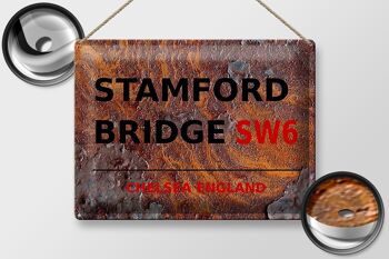 Panneau en étain Londres 40x30cm Angleterre Stamford Bridge SW6 Rouille 2