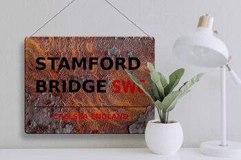 Panneau en étain Londres 40x30cm Angleterre Stamford Bridge SW6 Rouille 3