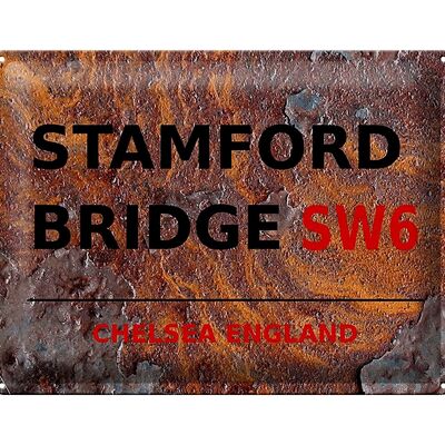 Cartel de chapa Londres 40x30cm Inglaterra Stamford Bridge SW6 Óxido