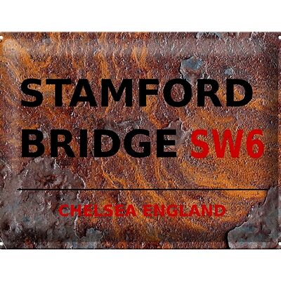 Panneau en étain Londres 40x30cm Angleterre Stamford Bridge SW6 Rouille