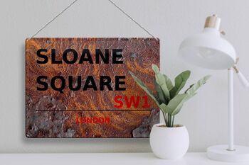 Plaque en tôle Londres 40x30cm Sloane Square SW1 Rouille 3