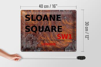 Plaque en tôle Londres 40x30cm Sloane Square SW1 Rouille 4