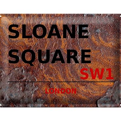 Plaque en tôle Londres 40x30cm Sloane Square SW1 Rouille