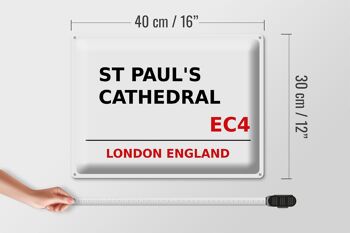 Plaque en tôle Londres 40x30cm Angleterre Cathédrale Saint-Paul EC4 4