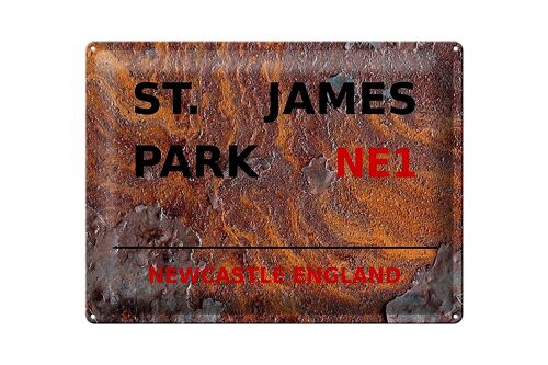 Blechschild England 40x30cm Newcastle St. James Park NE1 Rost