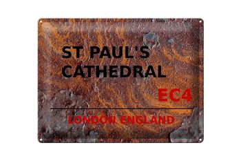 Signe en étain Londres 40x30cm Angleterre Cathédrale Saint-Paul EC4 Rouille 1