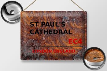 Signe en étain Londres 40x30cm Angleterre Cathédrale Saint-Paul EC4 Rouille 2