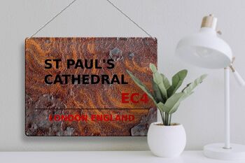 Signe en étain Londres 40x30cm Angleterre Cathédrale Saint-Paul EC4 Rouille 3