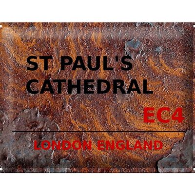 Targa in metallo Londra 40x30 cm Inghilterra Cattedrale di St Paul EC4 Ruggine