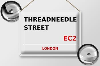 Plaque en tôle Londres 40x30cm Threadneedle Street EC2 2