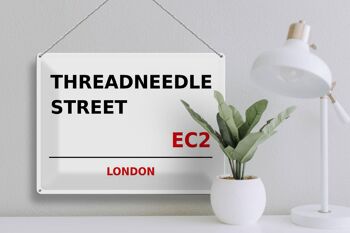 Plaque en tôle Londres 40x30cm Threadneedle Street EC2 3