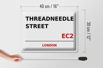Plaque en tôle Londres 40x30cm Threadneedle Street EC2 4