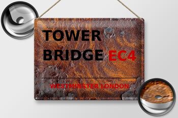 Panneau en tôle Londres 40x30cm Westminster Tower Bridge EC4 Rouille 2