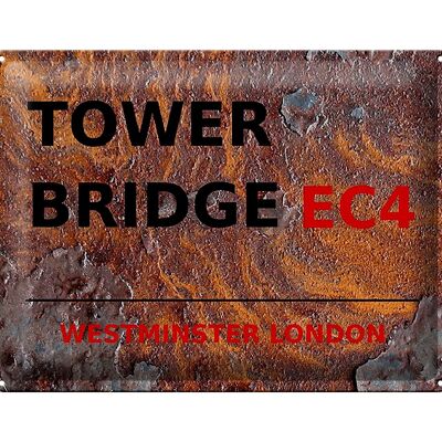 Cartel de chapa Londres 40x30cm Puente de la Torre Westminster EC4 Óxido