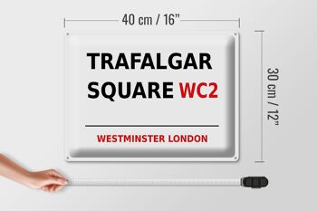 Panneau en étain Londres 40x30cm Westminster Trafalgar Square WC2 4