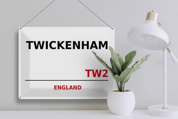 Plaque en tôle Angleterre 40x30cm Twickenham TW2 3