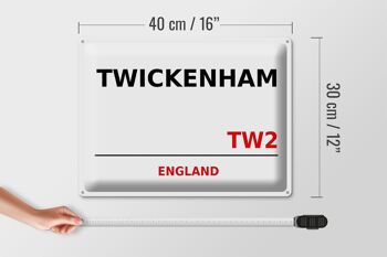 Plaque en tôle Angleterre 40x30cm Twickenham TW2 4