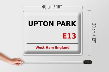 Panneau en étain Angleterre 40x30cm West Ham Upton Park E13 4