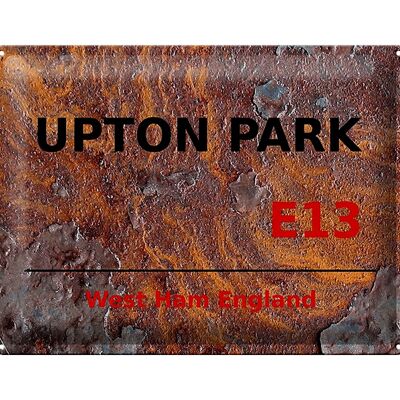 Panneau en étain Angleterre 40x30cm West Ham Upton Park E13 Rouille