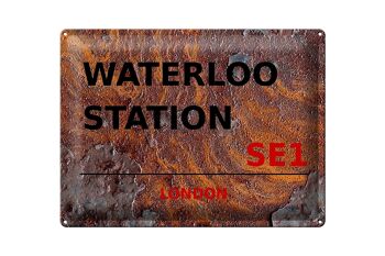 Plaque en tôle Londres 40x30cm Waterloo Station SE1 Rouille 1