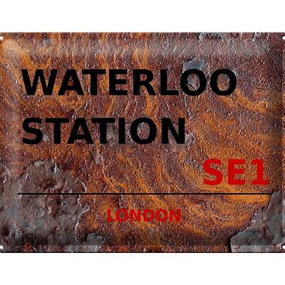 Plaque en tôle Londres 40x30cm Waterloo Station SE1 Rouille