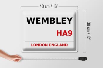 Plaque en tôle Londres 40x30cm Angleterre Wembley HA9 4