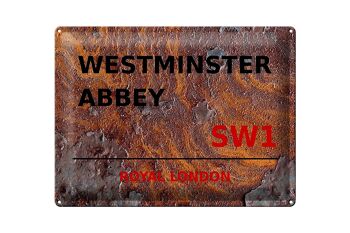 Plaque en tôle Londres 40x30cm Abbaye Royale de Westminster SW1 Rouille 1