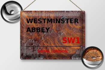 Plaque en tôle Londres 40x30cm Abbaye Royale de Westminster SW1 Rouille 2