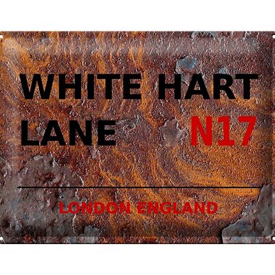Cartel de chapa Londres 40x30cm Inglaterra White Hart Lane N17 Óxido
