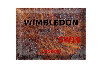 Plaque en tôle Londres 40x30cm Wimbledon SW19 rouille 1