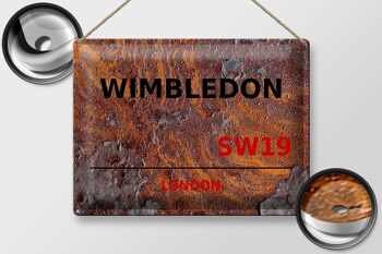 Plaque en tôle Londres 40x30cm Wimbledon SW19 rouille 2