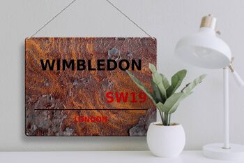 Plaque en tôle Londres 40x30cm Wimbledon SW19 rouille 3