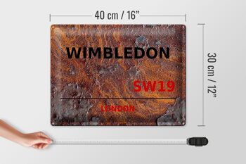 Plaque en tôle Londres 40x30cm Wimbledon SW19 rouille 4