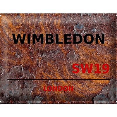 Cartel de chapa Londres 40x30cm Wimbledon SW19 óxido