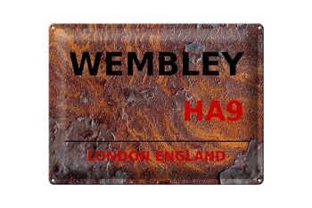 Plaque en tôle Londres 40x30cm Angleterre Wembley HA9 rouille 1