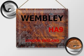 Plaque en tôle Londres 40x30cm Angleterre Wembley HA9 rouille 2