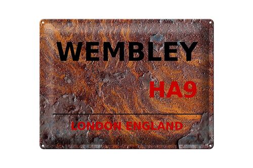 Blechschild London 40x30cm England Wembley HA9 rust