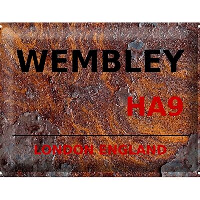 Targa in metallo Londra 40x30 cm Inghilterra Wembley HA9 ruggine