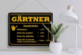 Panneau en étain indiquant le salaire horaire minimum du jardinier 40x30cm 3