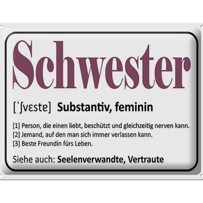 Blechschild Spruch 40x30cm Schwester Person die einen liebt