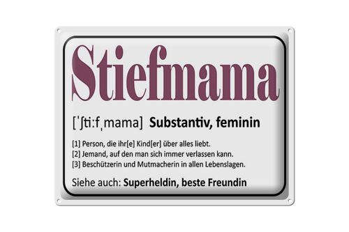 Blechschild Spruch 40x30cm Stiefmama Superheldin Freundin