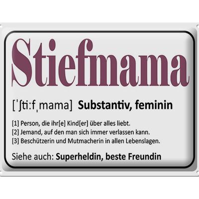 Blechschild Spruch 40x30cm Stiefmama Superheldin Freundin