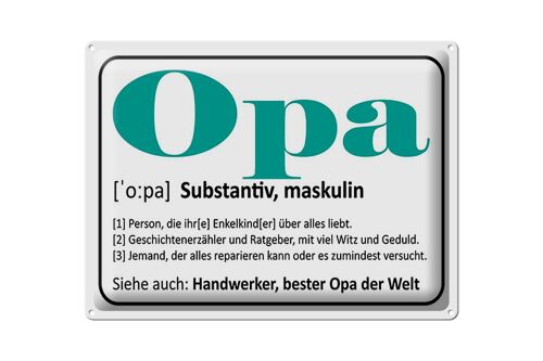 Blechschild Spruch 40x30cm Opa Handwerker bester Opa Welt