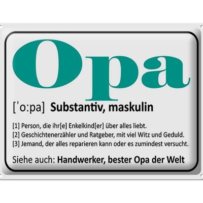 Blechschild Spruch 40x30cm Opa Handwerker bester Opa Welt